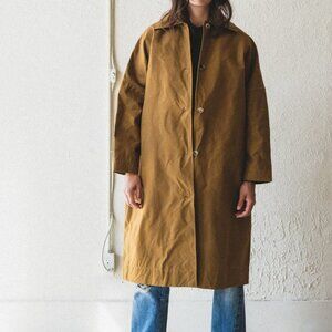 cawley studio faro oilskin mac mustard olive oilskin oversized XS coat